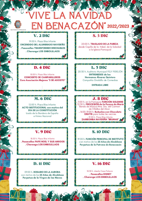 "Vive la Navidad en Benacaz&oacute;n" tendr&aacute; lugar del 2 de diciembre al 5 de enero