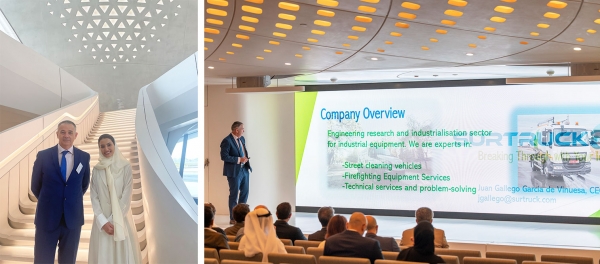 El gerente de Surtruck, Juan Gallego, junto a Nada Taryam, Chief Real Estate Officer BEEAH Real Estate.