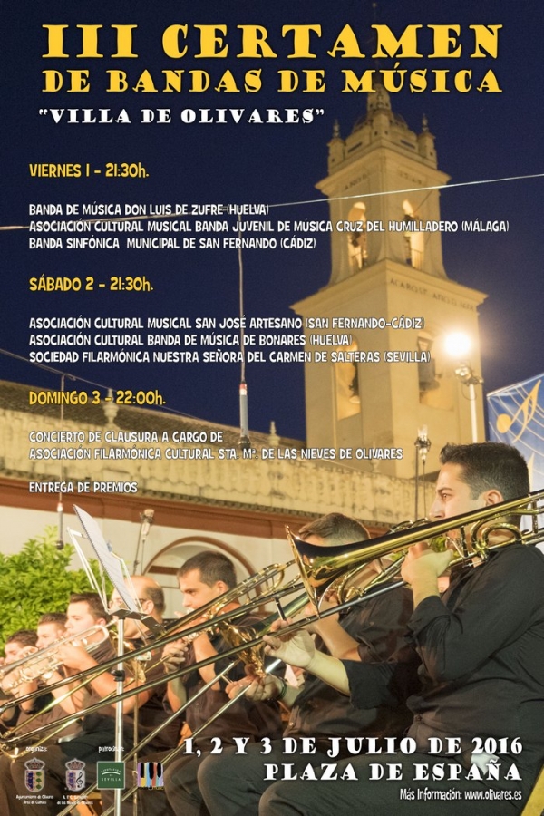 La III edici&oacute;n del certamen de Bandas de M&uacute;sica &ldquo;Villa de Olivares&rdquo; 2016 contar&aacute; con la participaci&oacute;n de bandas de 4 provincias andaluzas