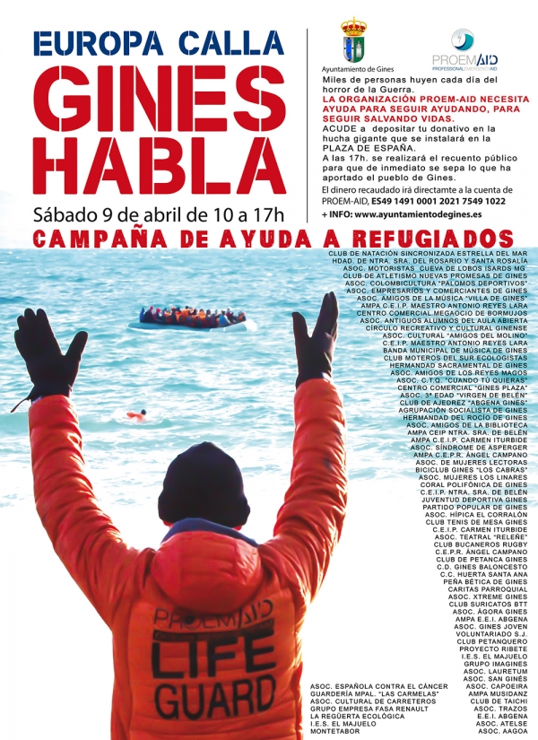 Una hucha gigante recoger&aacute; este s&aacute;bado las donaciones de los vecinos de Gines para ayudar a los refugiados