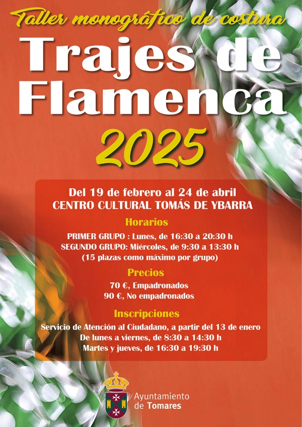 El Ayuntamiento de Tomares organiza un nuevo taller de costura para aprender a hacer trajes de flamenca