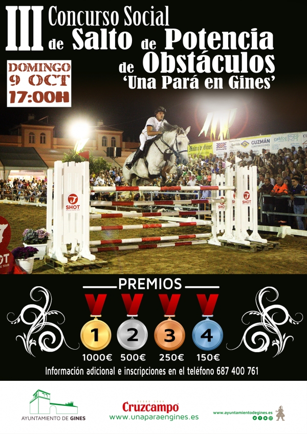 El III Concurso Social de Potencia  de Obst&aacute;culos ser&aacute; el domingo 9  de octubre en &lsquo;Una Par&aacute; en Gines&rsquo;