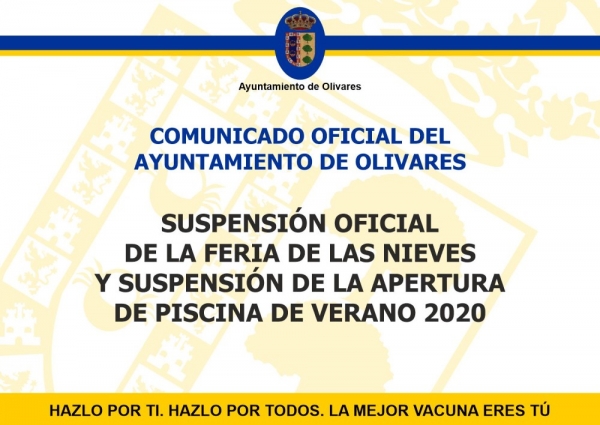 Olivares suspende la Feria de las Nieves y la apertura de la piscina de verano en esta temporada
