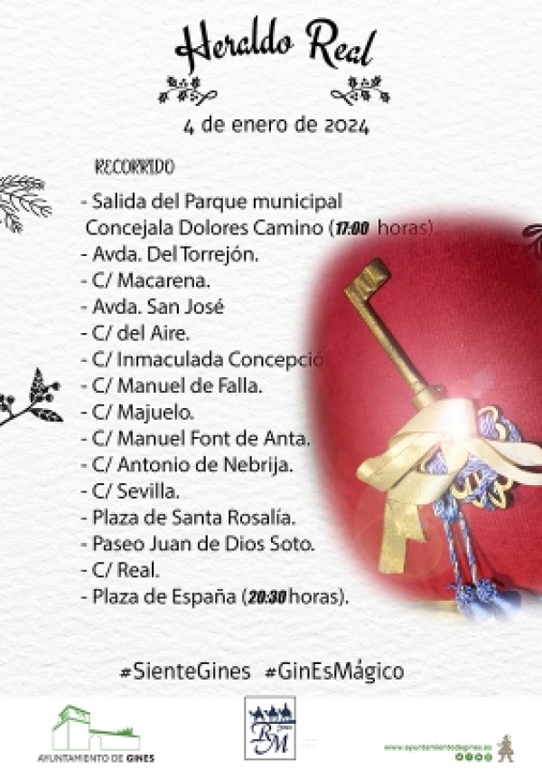 Los d&iacute;as m&aacute;s m&aacute;gicos del a&ntilde;o llegan a Gines con el Heraldo Real, el 4 de enero, y la celebraci&oacute;n de la Cabalgata de Reyes Magos, en la tarde del d&iacute;a 5