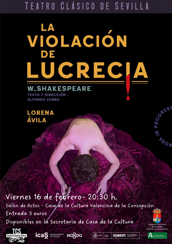 La Casa de la Cultura de Valencina presenta una adaptaci&oacute;n de la obra de Shakespeare "La violaci&oacute;n de Lucrecia"