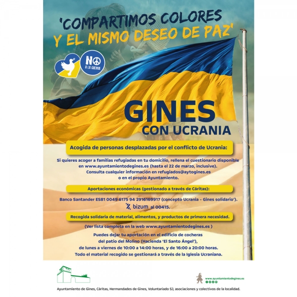 Gines abandera una campa&ntilde;a solidaria con el pueblo ucraniano centrada en la acogida de familias de refugiados