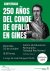 Este mi&eacute;rcoles d&iacute;a 22, conferencia sobre los &lsquo;250 a&ntilde;os del Conde de Ofalia en Gines&rsquo; en el Centro de Educaci&oacute;n Permanente