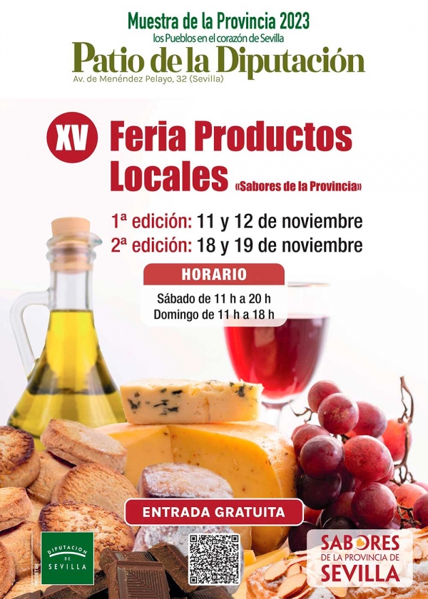 XV Feria de Productos Locales &lsquo;Sabores de la Provincia de Sevilla&rsquo; (2&ordf; edici&oacute;n), este s&aacute;bado 18, y el domingo 19 de noviembre, en el patio  de la Diputaci&oacute;n