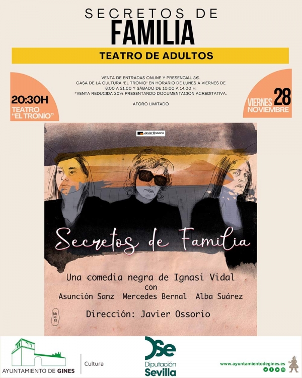 Gines se prepara para recibir la obra &lsquo;Secretos de Familia&rsquo; en el Teatro El Tron&iacute;o