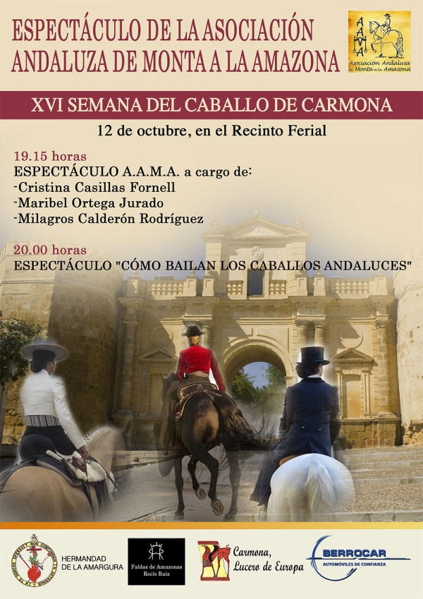 La Asociaci&oacute;n Andaluza de Monta a la Amazona participa ma&ntilde;ana con un espect&aacute;culo en la XVI Semana del Caballo de Carmona