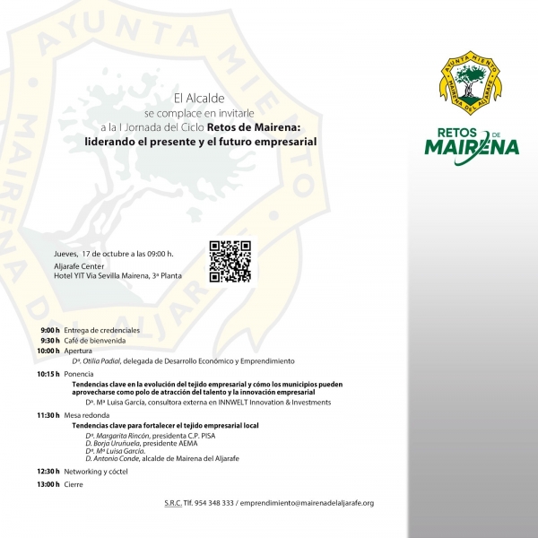 Empresarios y expertos debatir&aacute;n el jueves las claves del liderazgo empresarial de Mairena del Aljarafe