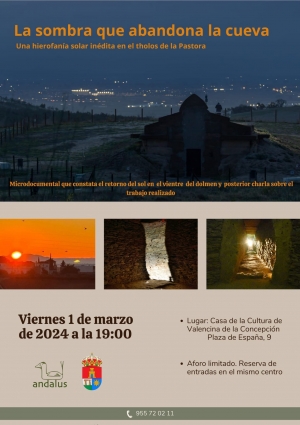 Presentaci&oacute;n en Valencina del v&iacute;deo "La Sombra que abandona la cueva: una hierofan&iacute;a in&eacute;dita en el Tholos de la Pastora"