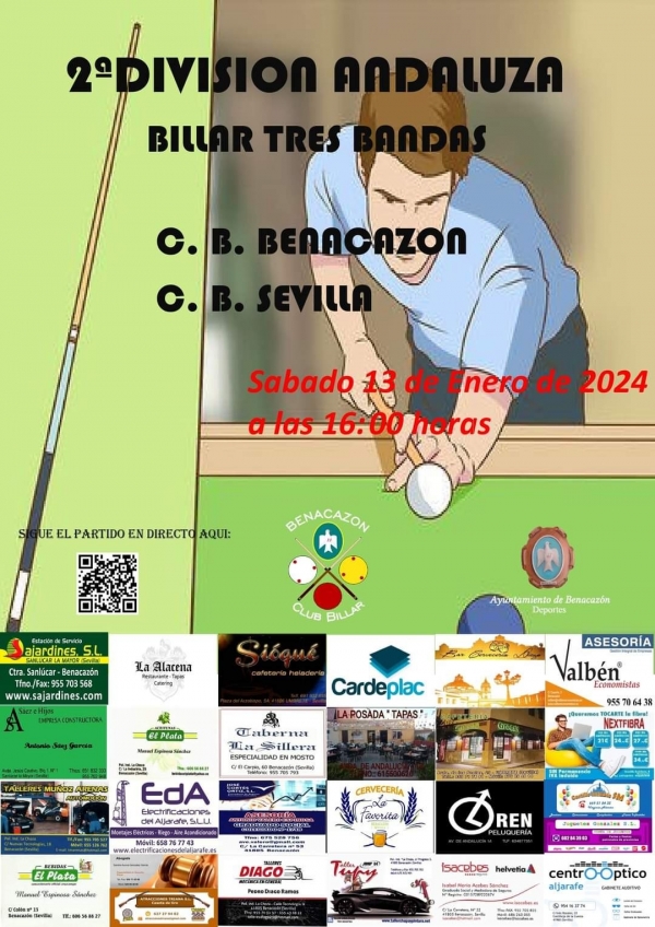 Benacaz&oacute;n organiza un encuentro de Billar a tres bandas de Segunda Divisi&oacute;n Andaluz C.B. Benacaz&oacute;n - C.B Sevilla