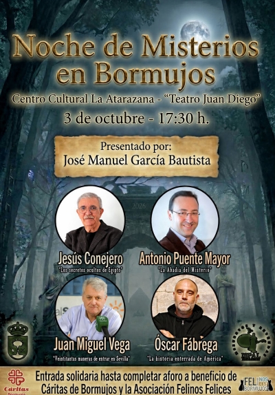La Noche de Misterios regresa a Bormujos con una nueva edición llena de historia, enigmas y solidaridad