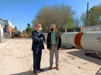 El alcalde de Coria Del Río y el consejero delegado de EMASESA visitan las obras de saneamiento de la margen derecha del arroyo rio Pudio
