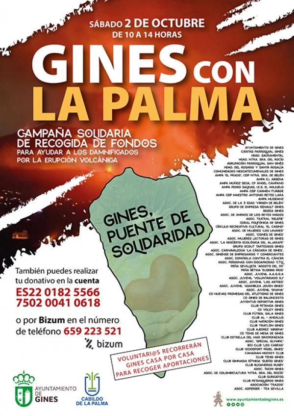 &lsquo;Gines con La Palma&rsquo;, campa&ntilde;a ben&eacute;fica para los damnificados por la erupci&oacute;n volc&aacute;nica