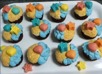Cupcakes Playeros con efecto mar y arena